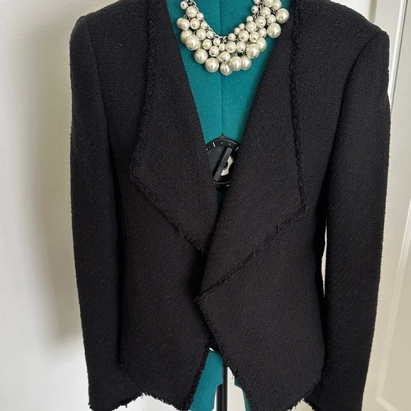 Lift Fringe Trimmed Open Black Women's Jacket - Picture 2 of 4